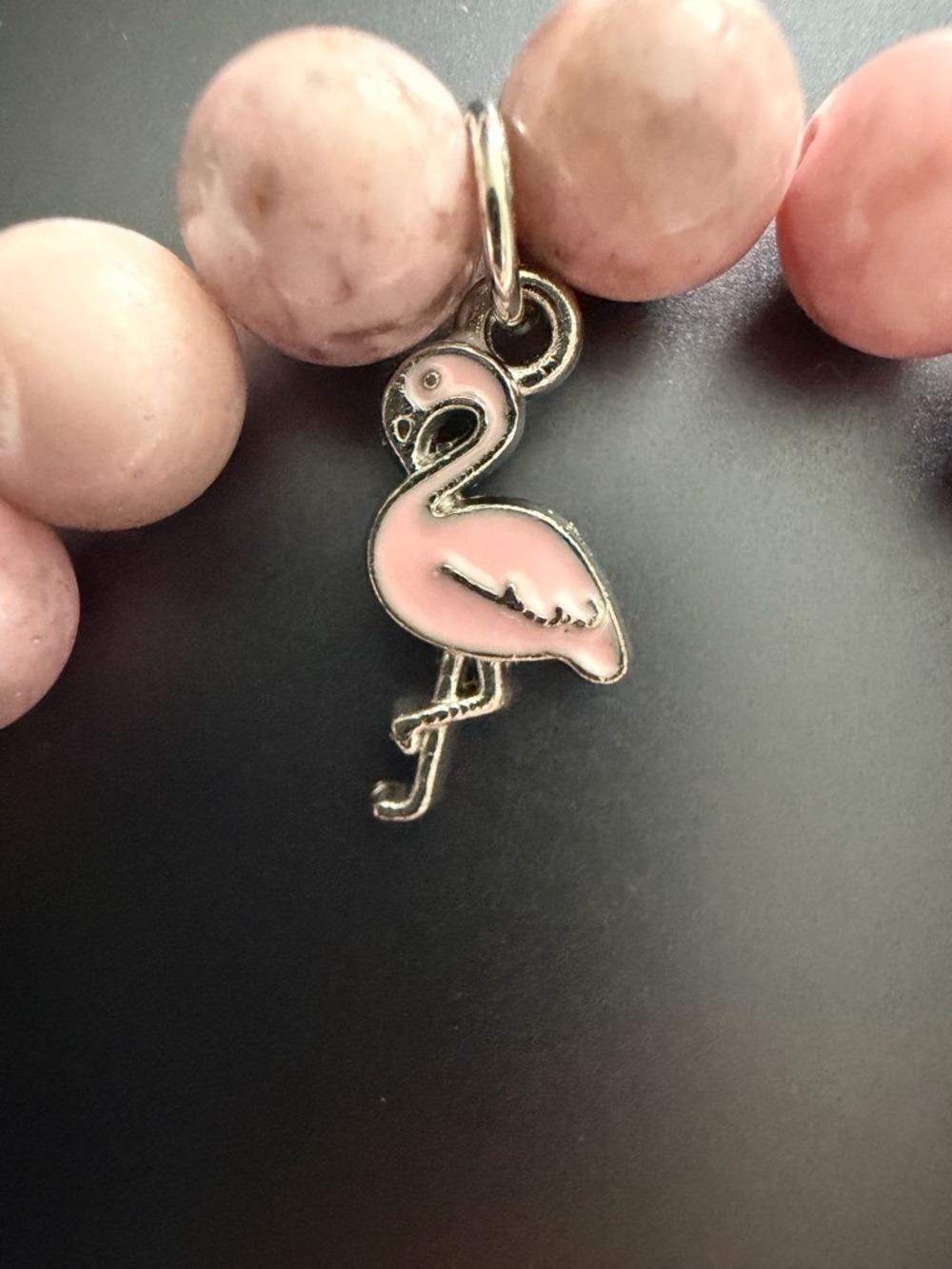 Pink Beaded Bracelet with Flamingo Charm - Women Jewelry - Picture 3 of 4